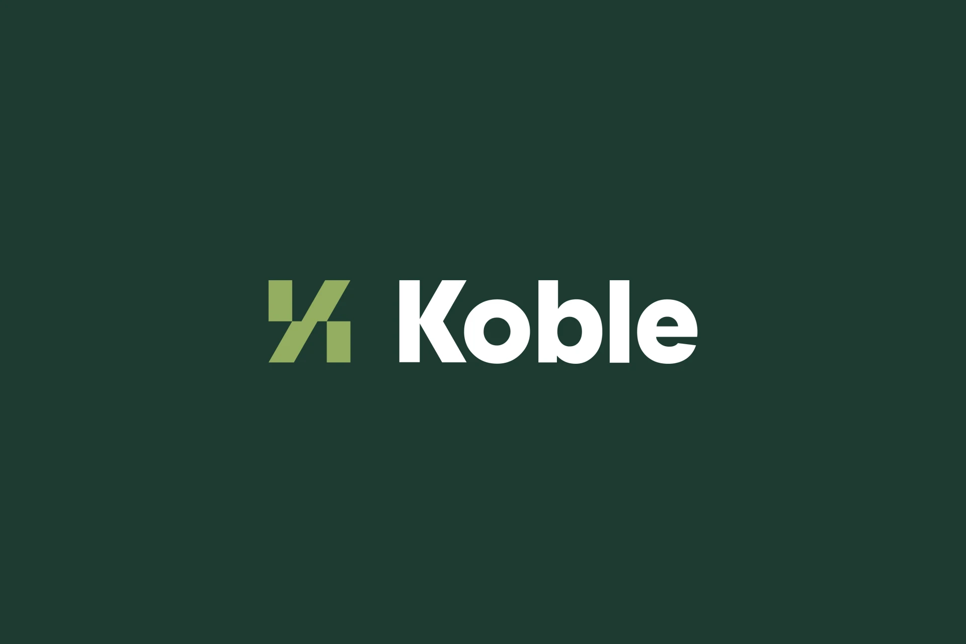 The pale green Klick mark and white Koble wordmark on forest green.