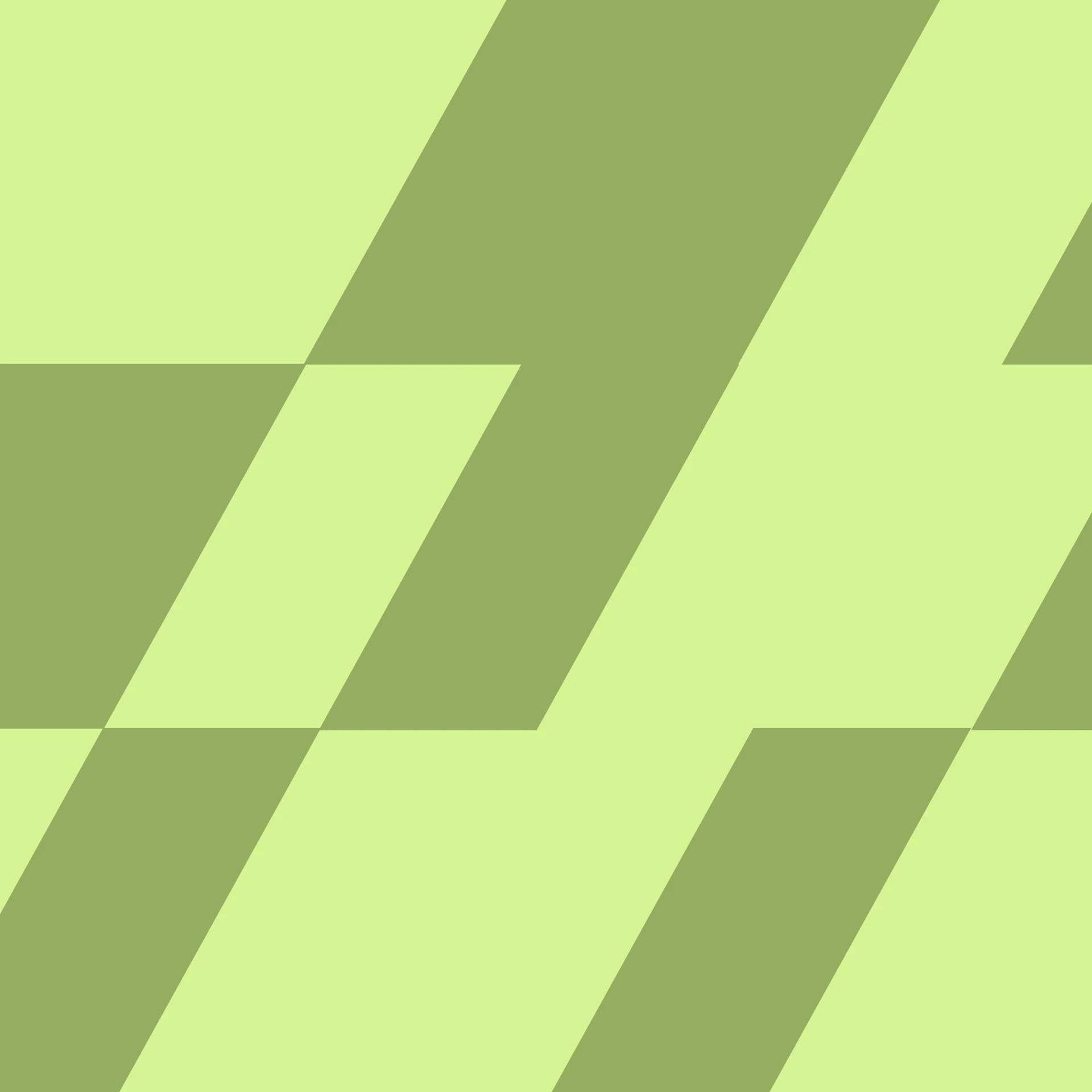 Koble’s angled geometric pattern changing between green arrangements.